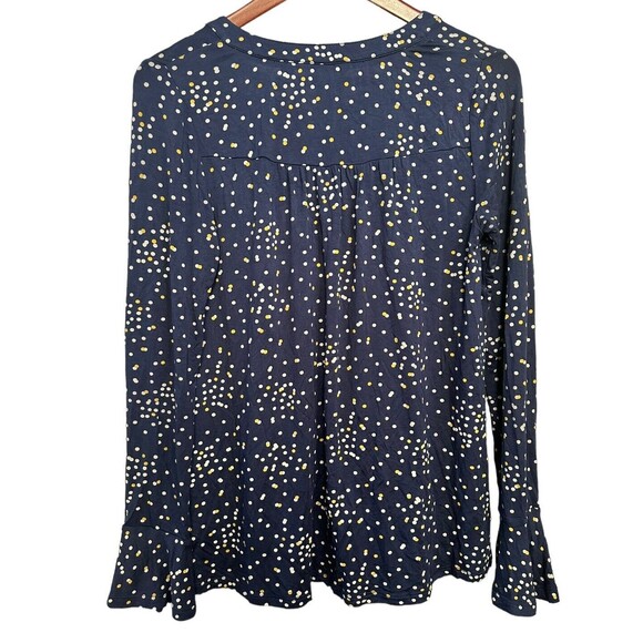 Boden Sinead Dotted V-Neck Sleeveless Peplum Top Navy Yellow Polka Dot Size US 4 - Picture 2 of 6